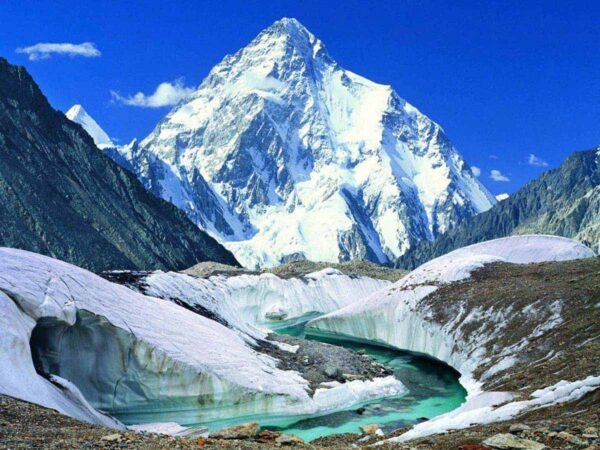 K2 rising above the glaciers of the Karakoram