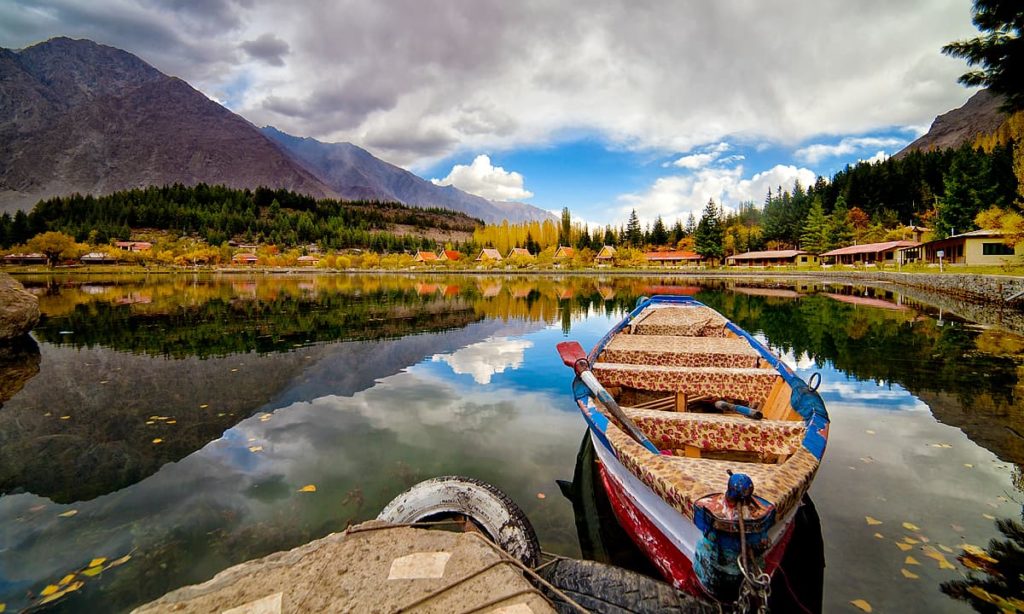 Dawn over Skardu and the surrounding mountains